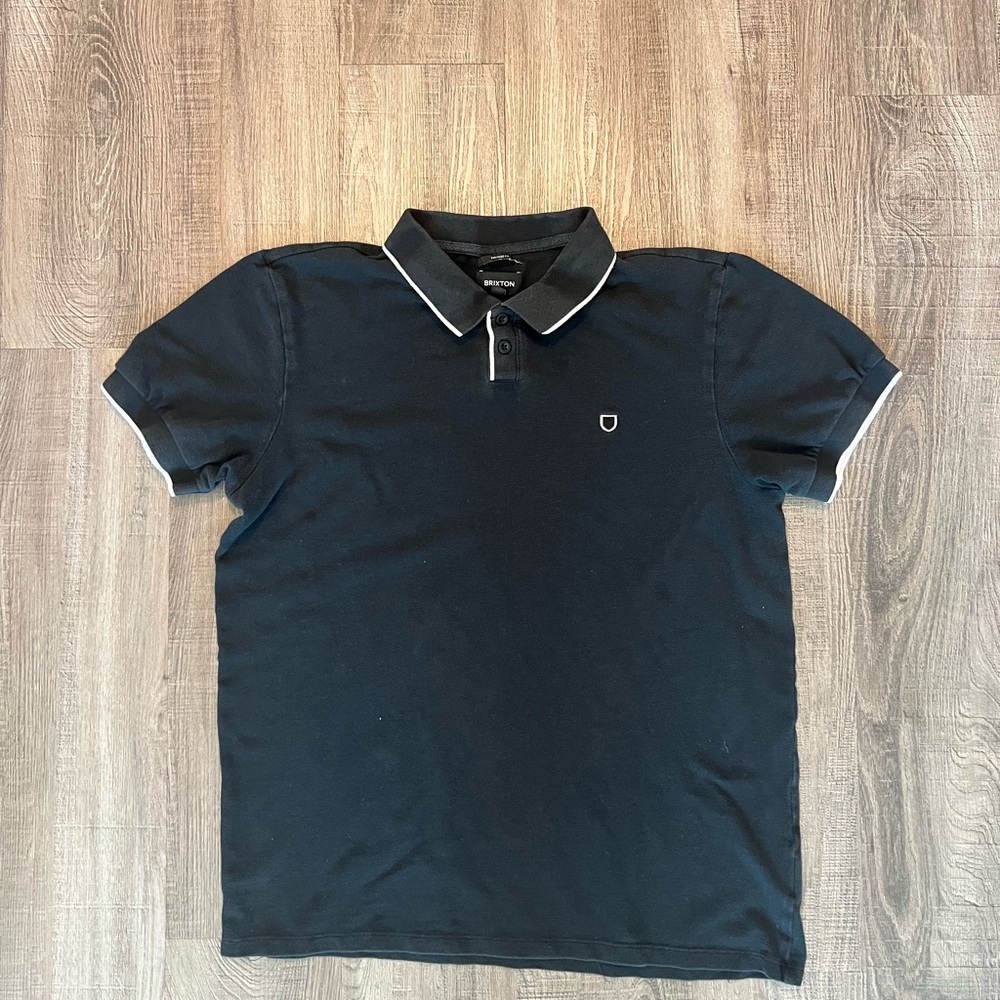 Brixton Black Polo Shirt with White Accents